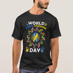 Camiseta Dia Mundial da Síndrome Abaixo Oferece Homens Mul