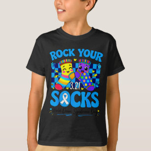 Camiseta Dia Mundial da Síndrome de Down Rock Socks 321 Hom