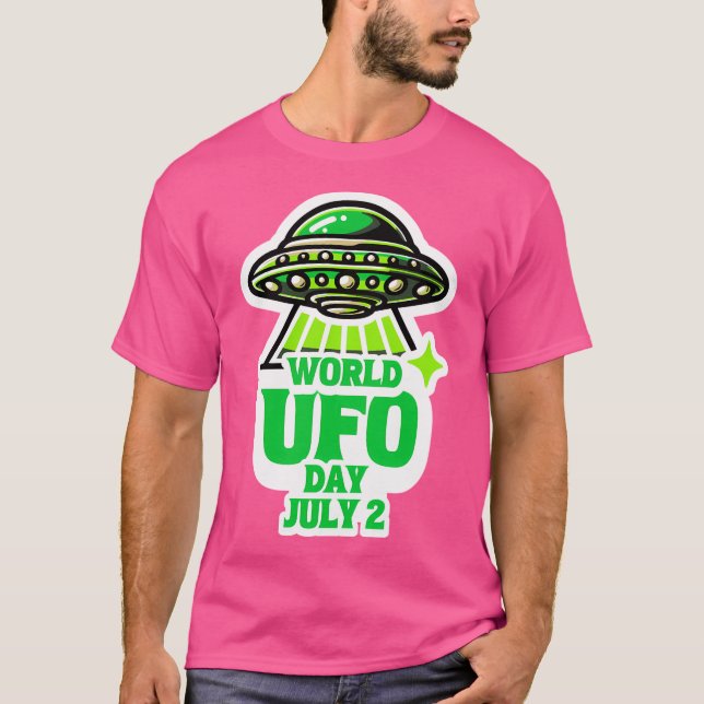 Camiseta Dia Mundial da Ufo 2 Aliens Voando Não Identificad (Frente)