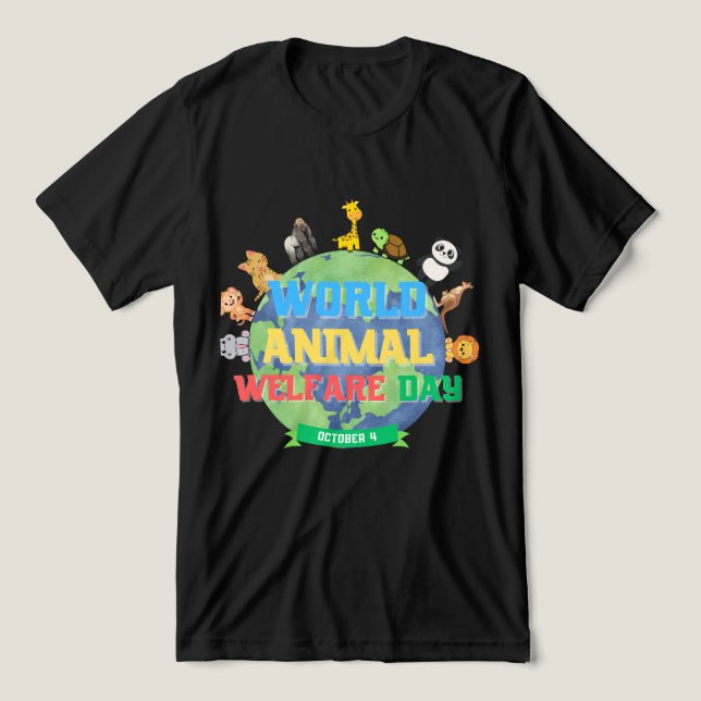 Camiseta Dia Mundial do Bem-Estar dos Animais 4 de outubro (Design frontal)