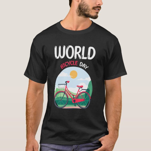 Camiseta Dia Mundial do Bicicleta Nações Unidas 1 de junho (Frente)