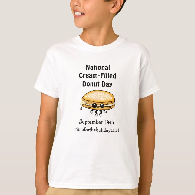 Camiseta Dia Nacional da Rosquinha Cheia de Creme - 14 de s (Frente)