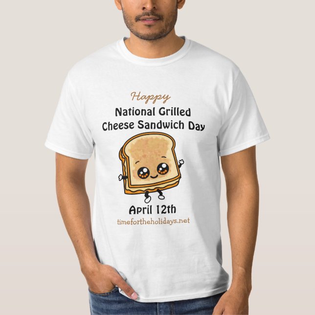 Camiseta Dia Nacional da Sanduíche de Queijo Grelhado - 12  (Frente)