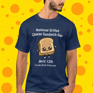 Camiseta Dia Nacional da Sanduíche de Queijo Grelhado - 12