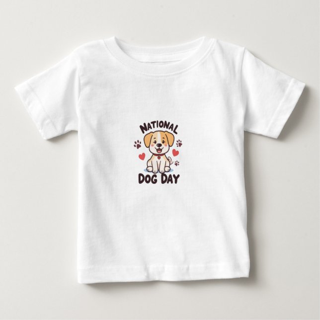 Camiseta Dia Nacional do Cachorro - Cachorro de Cartoon Kaw (Frente)