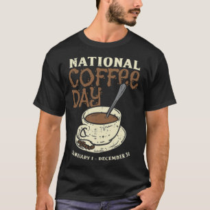Camiseta Dia Nacional do Café Todos Os Dias Feliz Gato Caf
