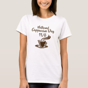 Camiseta Dia Nacional do Cappuccino Dia 8 de novembro Feria