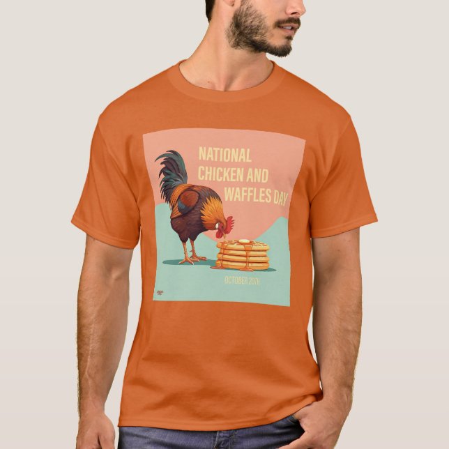 Camiseta Dia Nacional do Frango e Waffle: 20 de outubro (Frente)