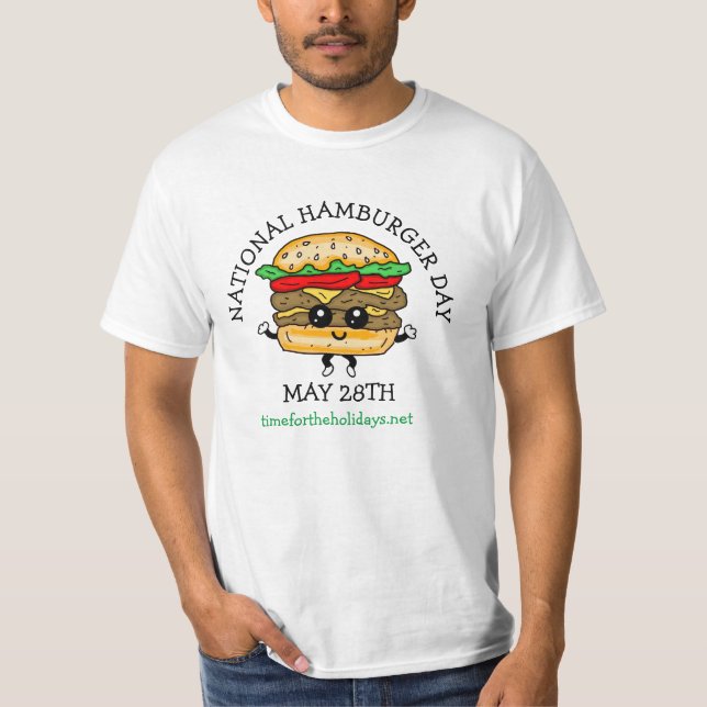 Camiseta Dia Nacional do Hambúrguer 28 de maio (Frente)