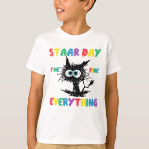 Camiseta Dia Negro Professor de Gato Estudante Crianças Fic