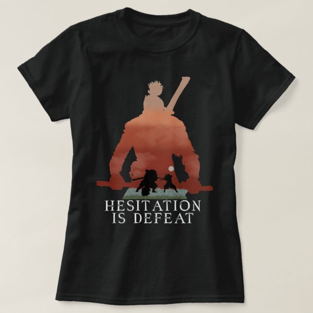 Camiseta Dia Oferece Hesitação Sekiro É Derrota V3B Gráfico (Frente do Design)