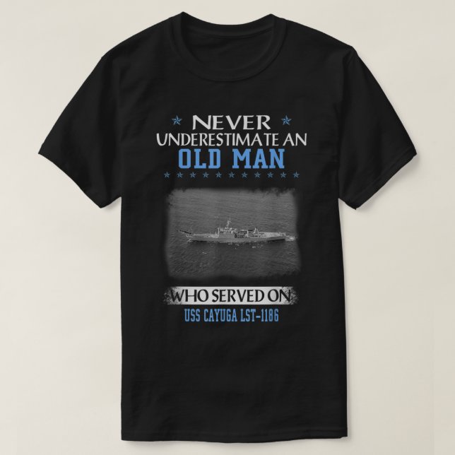 Camiseta Dia Pai dos Veteranos USS Cayuga LST1186 (Frente do Design)