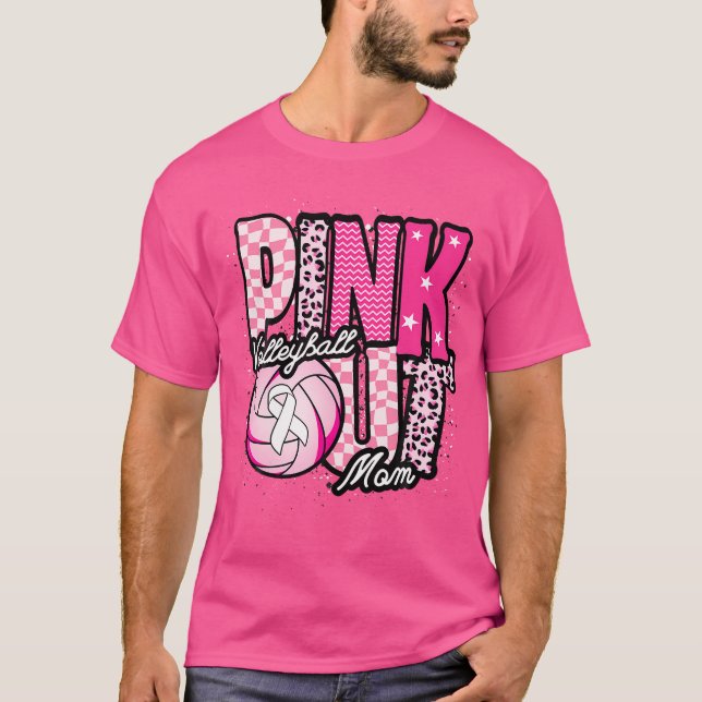 Camiseta Dia Rosa De Voleibol Mamãe Rosa (Frente)