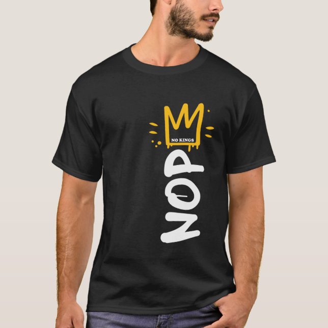 Camiseta Dia Sem Reis 2025 Sinal de Protesto Vertical Não H (Frente)