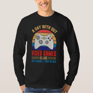 Camiseta Dia sem Videos games Joystick Casual de Piada de J