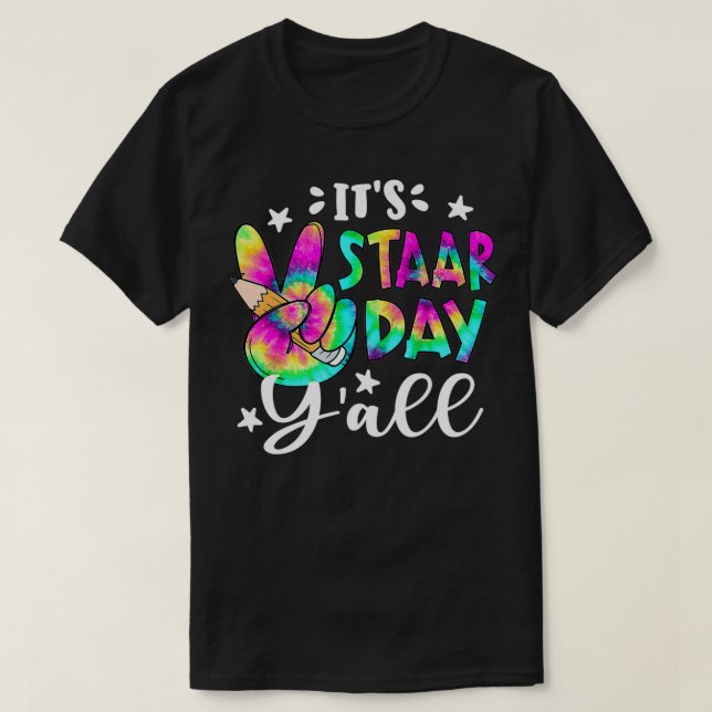 Camiseta Dia STAAR Tie Dye Teacher Day (Frente do Design)