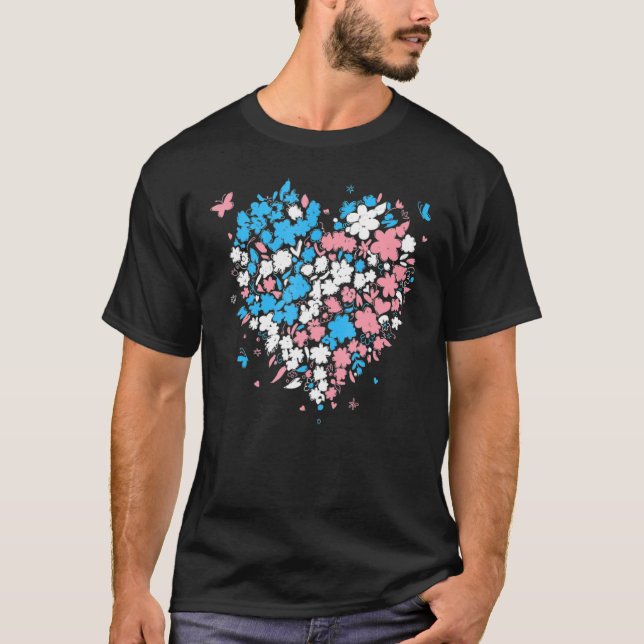 Camiseta Dia Transgênero Pride Coração LGBTQ Trans Valentin (Frente)