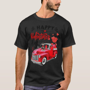 Camiseta Dia Valentim do Caminhão Vermelho do Coração Minia
