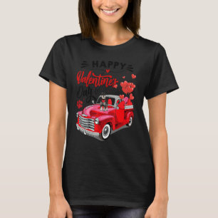 Camiseta Dia Valentim do Caminhão Vermelho do Coração Minia