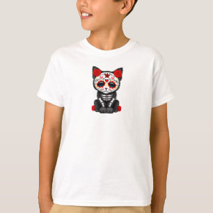 Camiseta Dia vermelho bonito do gato inoperante do gatinho