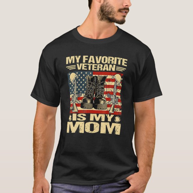 Camiseta Dia Veterano Meu Veterano Favorito É Minha Mãe Org (Frente)