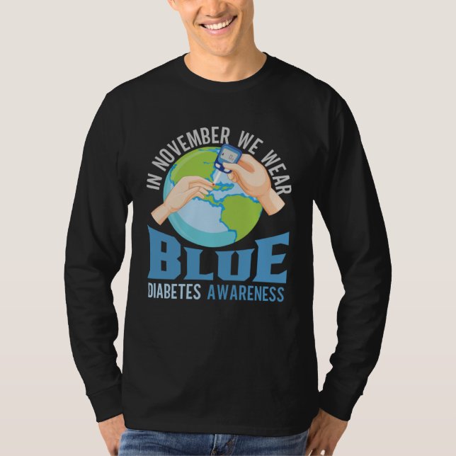 Camiseta Diabetes Awareness Month Blue Diabetes Ribbon Diab (Frente)