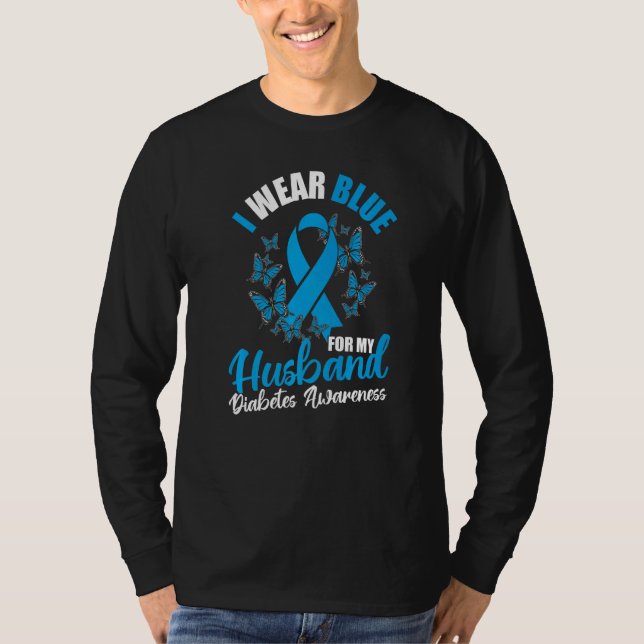 Camiseta Diabetes Awareness November I Wear Blue For My Hus (Frente)