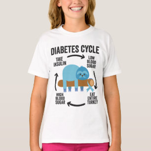 Camiseta Diabetes Ciclo Funny Blue Sloth Ribbon Graças