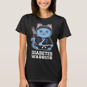 Camiseta Diabetes Consciência Azul Fita Ninja Gato Diabetes