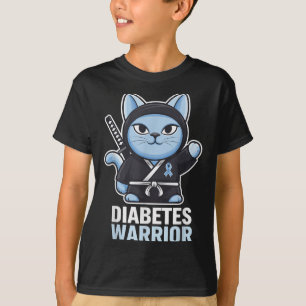 Camiseta Diabetes Consciência Azul Fita Ninja Gato Diabetes