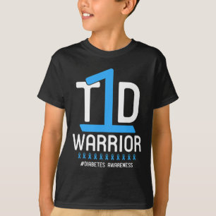 Camiseta Diabetes Consciência Azul Fita T1D Guerreiro