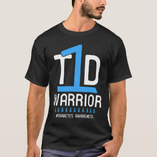 Camiseta Diabetes Consciência Azul Fita T1D Guerreiro 1