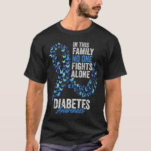 Camiseta Diabetes Consciência Mês Borboletas Azul Fita