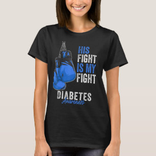Camiseta Diabetes Consciência Mês Boxando Luvas Azul Escuro