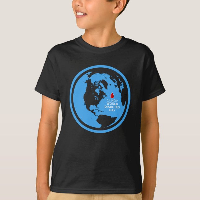 Camiseta Diabetes consciência mundo diabetes dia o 14 de (Frente)