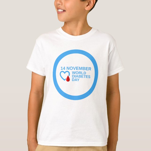 Camiseta Diabetes consciência mundo diabetes dia o 14 de (Frente)