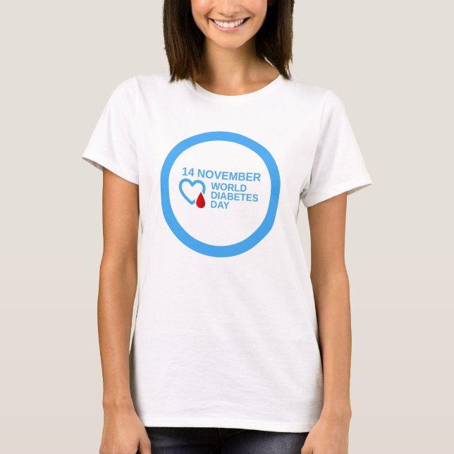 Camiseta Diabetes consciência mundo diabetes dia o 14 de (Frente)