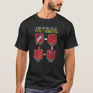 Camiseta Diabetes Engraçados Tipo 1 Ciclo de Vida - Diabete