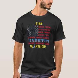 Camiseta Diabetes Guerreiro Americano Bandeira Diabetes Awa