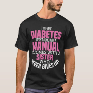 Camiseta Diabetes Irmã Tipo 1 T1D Sensibilização para a dia