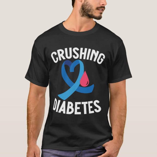 Camiseta Diabetes Sensibilização do Guerreiro T1D Esmagando (Frente)