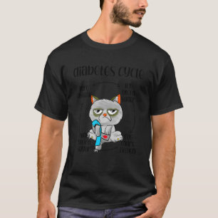 Camiseta Diabetes Sensibilização Gato Ciclo De Vida Diabéti