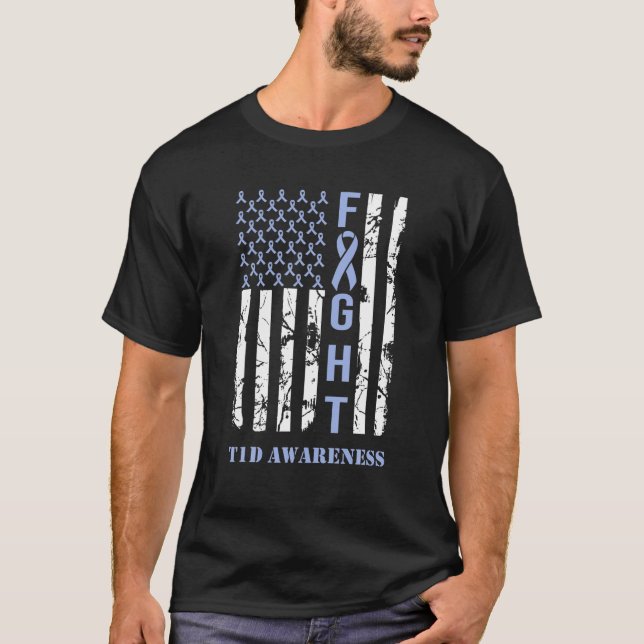 Camiseta Diabetes T1D Sensibilização Mês Sinalizador de Lut (Frente)