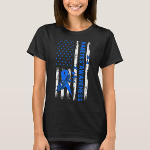Camiseta Diabetes Tipo 1 Sensibilização dos EUA Flag Blue R
