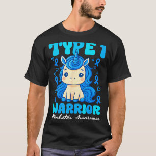 Camiseta Diabetes Tipo 1 Unicórnio Fofo Guerreiro Meninos M