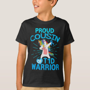 Camiseta Diabetes tipo 1 Unicórnio Primo orgulhoso de um T1