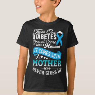 Camiseta Diabetes Tipo Um Para Diabetes Azul-Mãe