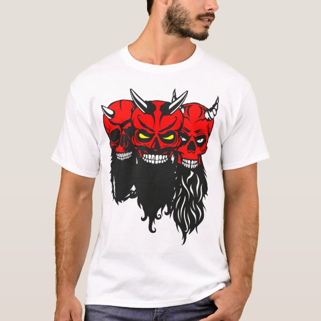 Camiseta diable_lucifer_tete_de_mort_crane_barbu_barbe_hips (Frente)