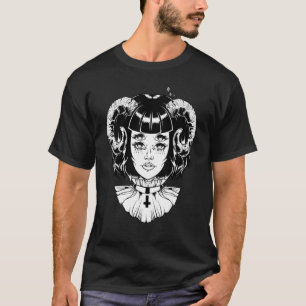 Camiseta Diabo Cornudo Satanás Halloween Glitch Goth Emo Pu