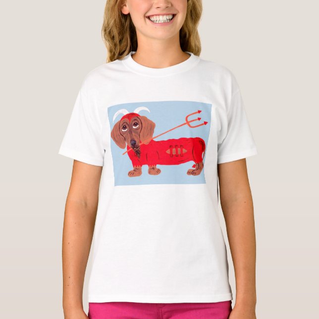 Camiseta Diabo Dachshund (Frente)